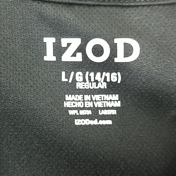 Izod black polo shirt 2 button short sleeve collar - Picture 4 of 6